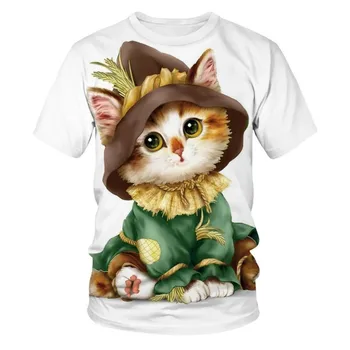 V lete roku 2020! Deti Cartoon Cat T-shirt 3D Dievča Tlač Deti Streetwear Deti Oblečenie Zábava Dieťa T-shirt O Neck T-shirt