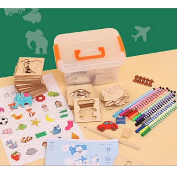 Logwood 100ks rada Školy kresliace Nástroje Vzdelávacie Coloring Book Farba Vzdelávania Sfarbenie Rada kreslenie doska Drevená hračka na Kreslenie