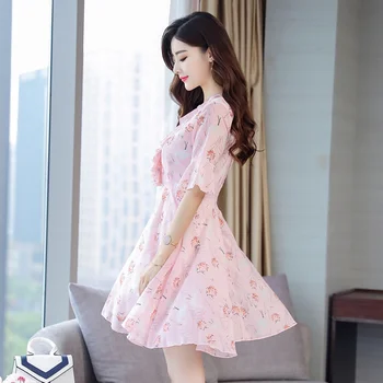 2021 Vintage 3XL Plus Veľkosť Sexy Mini Šaty Letné kórejský Kvetinový Šifón Boho Pláži Sundress Ženy Bodycon Bežné Strany Vestido