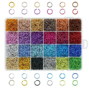 24colors 1Box Nehrdzavejúcej Ocele 6 mm Kovové DIY Šperky Zistenia Otvoriť Jednu Slučku Skok Krúžky & Split Krúžok pre šperky, takže 7200pcs