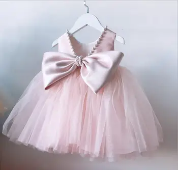 Letné Baby Krst Ružové Šaty Pre Dievčatká Čipky Princezná Šaty 1. Rok Narodeniny Šaty Dieťa Party Šaty, Oblečenie Novorodenca