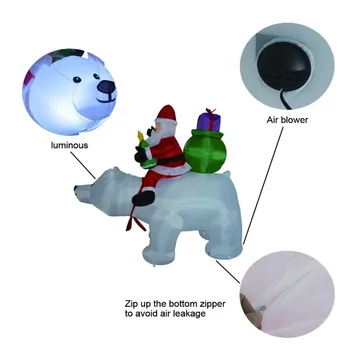 210 cm Santa Claus Jazdy A Tras Hlavy Medveď Nafukovacie Vonkajšie Vianočné Dekorácie pre Domov deti Darček, Vianočné Party Decor