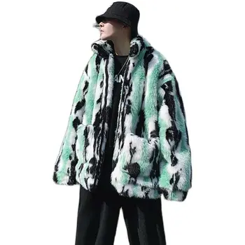 Zimná Bunda pánske Teplé Módne Kontrast Retro Bežné Krátka Srsť Mužov Streetwear Wild Voľné Bavlna Camo Vetrovka Pánske Oblečenie M-3XL