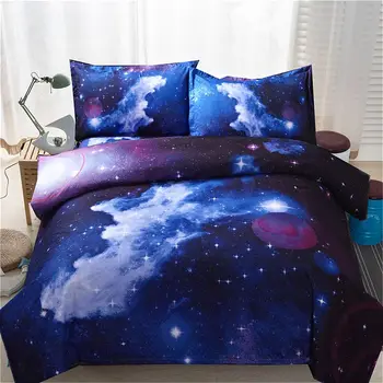 3D Galaxy posteľná bielizeň Nastaviť Jeden Kráľ 4pcs Vytlačené Perinu Nastavenie Vesmíru, vesmír Tematické Posteľná Bielizeň Perinu obliečka na Vankúš Nastaviť