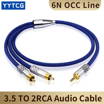 YYTCG Hifi Audio Kábel Mini Jack 3,5 mm na 2 RCA pre Auto AUX PC Slúchadlá Mobile 1/8