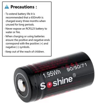 Soshine Black 4pcs/veľa RCR 123 3V 650mAh Li-ion Nabíjateľnú s akumulátorom Box na Baterky / Svetlometmi Vysokej Kvality