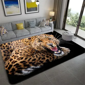 3D Leopardí Vzor Veľké Koberce Pre Obývacia Izba Luxusný Zviera, Koberce, Spálňa Mäkká Špongia Kúpeľňa Kuchyňa Poschodie Mat Rohožky