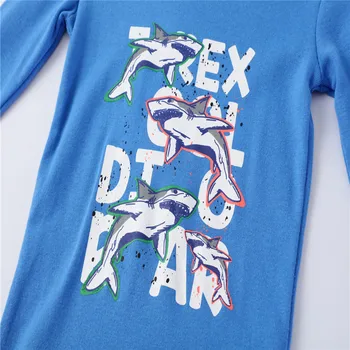 Skákať meter Chlapci Dievčatá Domáce Oblečenie pre 2020 Zvieratá Tlač Módne Deti Pyžamá Bavlnená Žraloky Tlač Dieťa Jeseň Zimné oblečenie