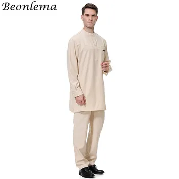 Beonlema Islamské Oblečenie Pre Mužov Pevné Bežné Vetement Homme Moslimských Dlhý Rukáv Musulman Denné Obleky Ropa Arabe Hombre S-3XL