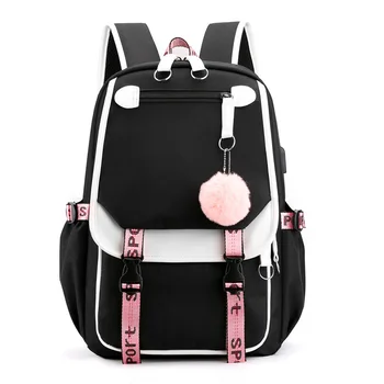 Nové Módne Dievčatá Školské Batohy Plátno Bag Anti Theft USB Nabíjanie Batoh Vodotesný, Multi Vrecku Bagpack Teenage Cestovná Taška