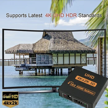 4K Splitter UHD 3D HD HDMI Rozbočovač HDMI 1X2 1080P Prepnúť Split 1: 2 z Switcher Repeater Zosilňovač pre HDTV DVD PS3, Xbox
