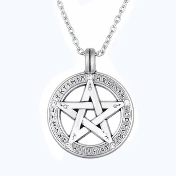EUEAVAN 15pcs Crystal Viking Runy Pohanské Prívesok Náhrdelník Okrúhly Tvar Wiccan Pentacle Nadprirodzené Šperky Pre Mužov, Ženy