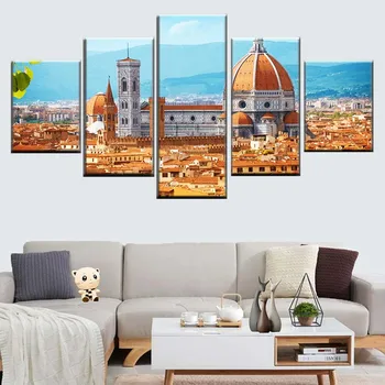 Plátno plagát 5 kusov Florencia Katedrála maľovanie HD tlač architektonické krajinný obraz modulárny domáce dekorácie na stenu umenie