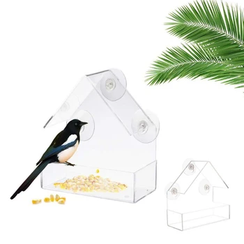 Akryl Vták Veverička Potraviny Feeder Jasné Birdhouse W/ Sací Cup Mount Vonkajšie Vtáčie krmítko dom