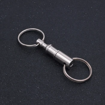10Pcs 8cm Dual Odnímateľný Krúžok na kľúče Snap Lock Držiak Ocele pochrómovaný Pull-Apart KeyRing Rýchle Uvoľnenie Keychain