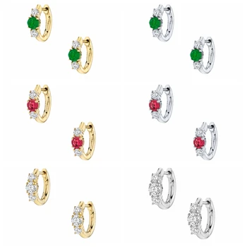 CANNER Biela Červená Zelená Diamond Náušnice Obruče 925 Sterling Silver Šperky Pre Ženy, Strieborné Šperky, Náušnice Aretes De Mujer