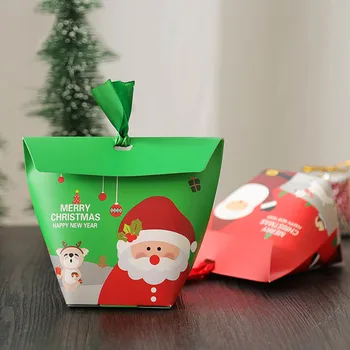 50Pcs/Veľa Vianoce, Santa Claus Snehuliak Candy Tašky Vianočné Party Dekorácie Dodávky 6*6*10 cm Papierové Darčeky Box Z40