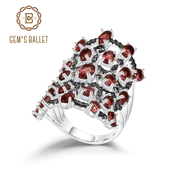 GEM BALET 8.37 Ct Prírodné Červený Granát Krúžky 925 Sterling Silver Luxusné Drahokam Krúžok Pre Ženy Výročie Jemné Šperky