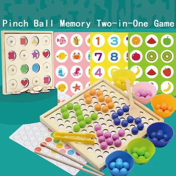 Hračky pre deti Montessori Drevené Hračky Ruky Mozgu Školenie Štipku Loptu pamäť šach dva v jednom hry, Baby Vzdelávacie Hračky Pre Deti,