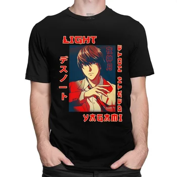 Štýlové Pánske Light Yagami Death Note, T-Košele, Krátke Rukávy Bavlnené Tričko Grafické T-shirt Manga, Anime Tee Topy Oblečenie Merch