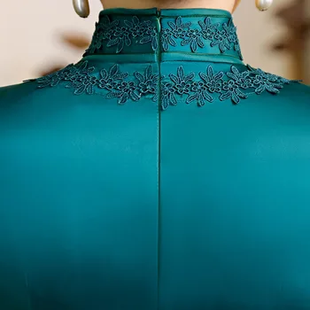 Sheng Coco Lady Kráľovská Modrá Hodváb Cheongsam Šaty Čipky, Výšivky Tradičné Čínske Oblečenie Shanghai Večer 4XL Plus Veľkosť