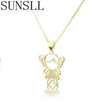 SUNSLL Nové zlata, medi náhrdelník Cubic Zirconia dievča tvar náhrdelník pre ženy / Deti fashion party šperkov náhrdelník s príveskom