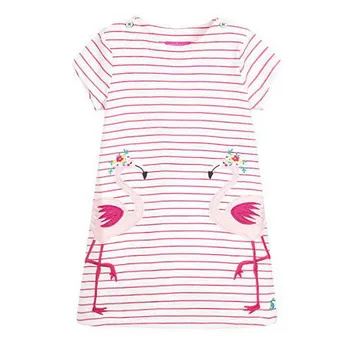 Skákanie metrov Princezná Flamingo Šaty Detské bavlnené Oblečenie Letná Party šaty, Kostým fashion dievčatá šaty 2-7T Deti frock
