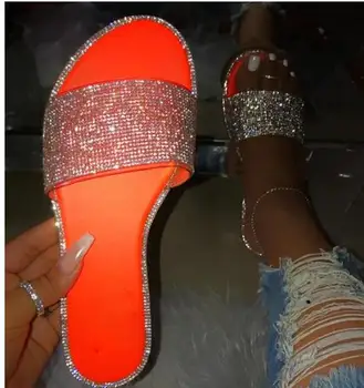 2020 Diamond Sandále Ženy Transparentné Bytov Topánky Veľkosť Žena Jasné, Topánky Dámske Roman Pláži Sandalias Mujer