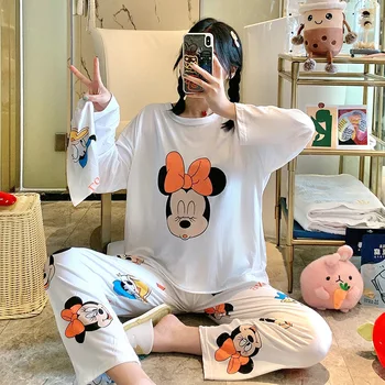 Disney Mickey Mouse Dlhým rukávom Cartoon Pajama Donald Duck Medvedík Pú Pyžamo Nový Štýl Dievčatá Domáce Oblečenie Sleepwear