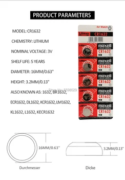 30pc pre maxell cr1632 gombíková batéria 3v počítač hračka lítiové batérie, BR1632 ECR1632 DL1632 KCR1632 LM1632 KL1632