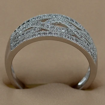 SHUNXUNZE Výbuchu modely, Snubné prstene, Šperky pre ženy vianočné darčeky Bielymi Zirkónmi Ródium Á R3255 veľkosť 6 7 8