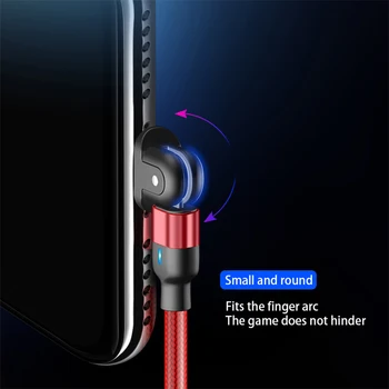 180 Stupeň USB C Kábel Rotujúce Micro USB Typu C, 3A, Rýchle Nabíjanie Pre Samsung Galaxy Xiao Huawei LED Svetlo Mobilného Telefónu Kábel