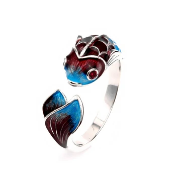 2020 Tvorivé Deisgn Farebné Smalt Rez Modrá Finsh Nastaviteľné Prstene Pre Ženy, Ženské 925 Sterling Silver Presklené Šťastie Krúžok Dievča