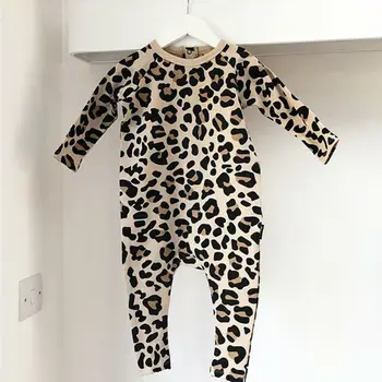 2020 Novorodenca Oblečenie Ružová Béžová Leopard Potápačské Kombinézy Jumpsuit Oblečenie Baby Girl Šaty chlapček Romper dieťa oblečenie