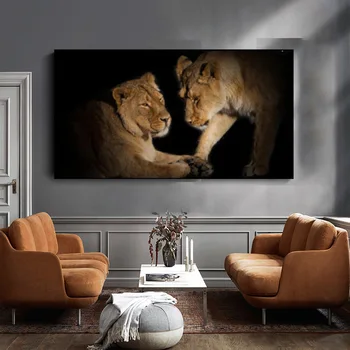 Plagát Plátno na Maľovanie Moderné Nástenné Art Black Lion Zvierat Plagáty a Tlačí na Steny Umenie Fotografie Pre Obývacia Izba Cuadros Domova
