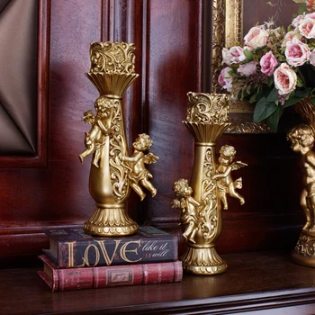 Európska retro anjel sviečkový domáce dekorácie živice svietnik Obývacia izba, veranda, dekorácie remesiel svadobné sviečkový