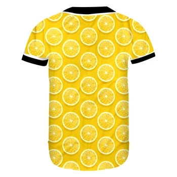 CJLM 3D Ovocie citrónovo Žltá pánske Baseballové Tričko Vytlačené Čerstvé Tému Muž T-tričko Unisex Veľké Veľkosti, Ležérne Tričko
