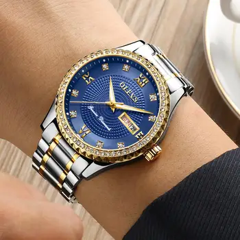OLEVS big hodiniek pre mužov, luxusné značky diamond štýle, quartz hodinky pre mužov čiernej a zlatej hodinky mužov nepremokavé pánske deň dátum 2020