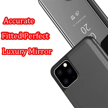 Luxusné Zrkadlo puzdro Pre Apple iPhone 12 Pro Max Telefón Prípadoch Plný Chránič Flip Book obal Pre iPhone 12 Mini Prípade Shockproof