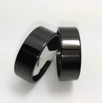 Väčšinu veľa 100ks Leštené Čierne Obyčajný Nehrdzavejúcej Ocele, Prstene 8mm pánske Módne Šperky Klasické prst prsteň