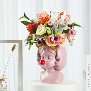 Kreatívne Nordic Živice Váza Cute Cat Girl Bubble Gum Dekoratívne Kvetináče Moderné Krásny Domov Umeleckou Výzdobou Kvet Usporiadanie