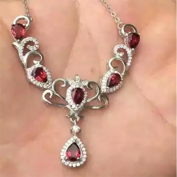 Prírodný granát náhrdelník prívesok doprava Zadarmo Skutočný pôvod červený granát 925 sterling silver Jemné šperky 5*7mm 6pcs