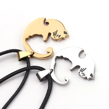Pár Srdce Náhrdelník Roztomilý Kreslený Mačka Prívesok Jednoduché Osobnosti Šperky, Darček pre Dievča Chlapci H9