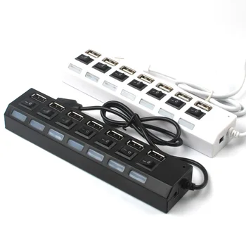 Doprava zadarmo 7 Porty vysokorýchlostné USB Hub 4.0 Rozbočovač USB On/Off vypínač Prenosné USB Rozbočovač Periférnych zariadení, Príslušenstva Pre počítače