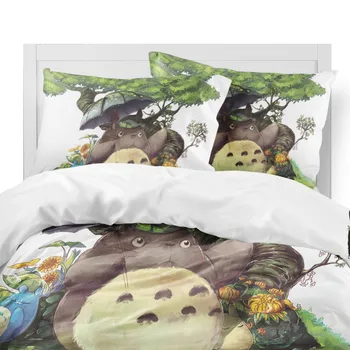 2/3 Kusy Lesa Slnečnice posteľná bielizeň Nastaviť 3D Tlač Cartoon Totoro Perinu bytový Textil Totoro Anime Posteľ Kryt Nastaviť obliečka na Vankúš
