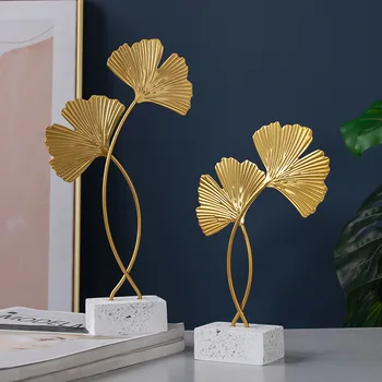 Nordic Light Luxusnom Štýle Kreatívnych Kovové Remesiel Ginkgo Leaf Ozdoby Domáce Dekorácie Obývacej Izby Vstup Víno Kabinet