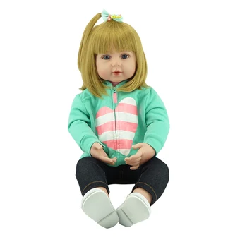 NPK BÁBIKA Bebe reborn blondínka batoľa silikónové dieťa reborn bábiky, hračky pre deti darček 47 cm
