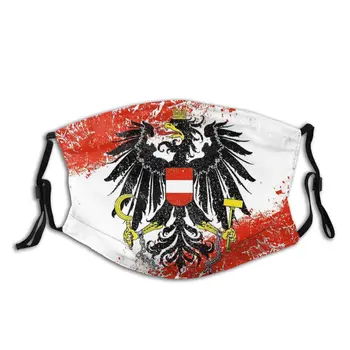 Rakúsko Eagle Vlajka Vintage MSN Umývateľný Úst Tvár Masku Proti Oparu Studenej Doklad s Filtrami Polyester ochranný Kryt Respirátor