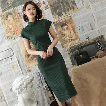 Qipao Čínske Šaty 5Colors Vintage Rozdeliť Pevný Ženy Cheongsam Elegantný kroj Módne Moderné Vestiods Maškarný Strany