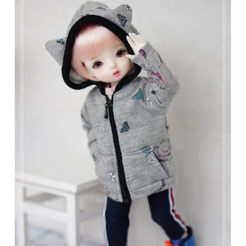 BJD oblečenie 1/6 bábika kabát s mačka ucho klobúk bábika šedá farba srsti na 1/6 YOSD MYOU imda3.0 bábiky bábiky oblečenie príslušenstvo